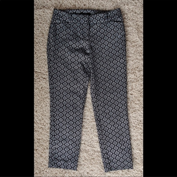 WHBM Silver Black Pattern Slim Ankle Pant 00S - Picture 2 of 8